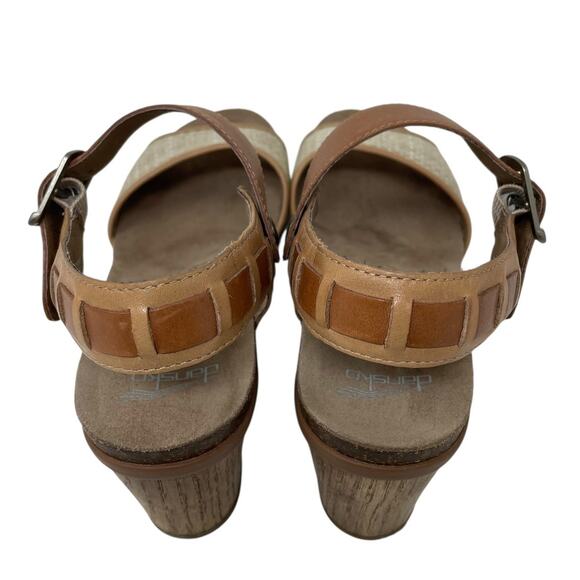 Dansko Debby Sandals Leather Woven Raffia Brown Size 40 Boho Chic Mediterranean - Picture 9 of 15